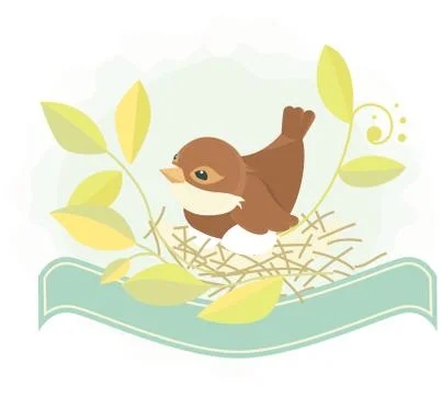 Easter background - bird in nest Stock Illustration