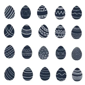 Easter background, blue eggs with patterns isolated イラスト素材