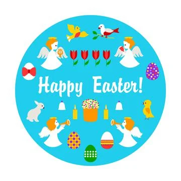 Easter background on blue Stock Illustration