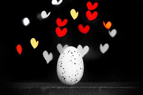 Easter background with bright bokeh with Easter egg decor Stock Photos