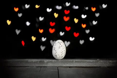 Easter background with bright bokeh with Easter egg decor Stock Photos