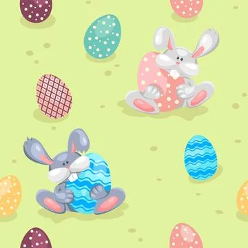 Easter background with bunny and eggs. Seamless pattern for the spring holida Illustrazione stock