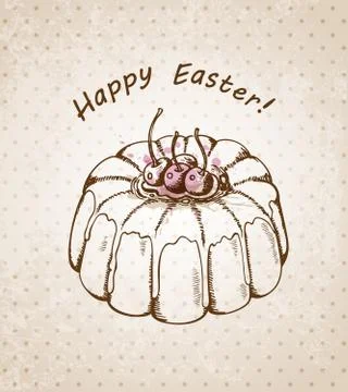 Easter background with cake Stock Illustration
