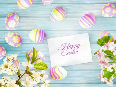 Easter background with cherry twigs. EPS 10 Stock Illustration