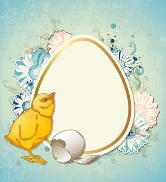 Easter background with chicken Stock Illustration