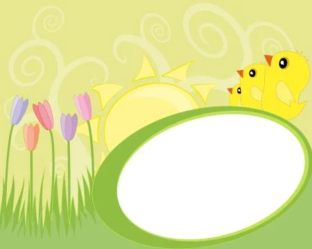  Easter background with chicks Stock Illustration