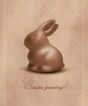 Easter background with a chocolate bunny. vector. Stock Illustration