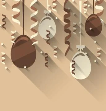 Easter Background with Chocolate Eggs and Serpentine Stock Illustration