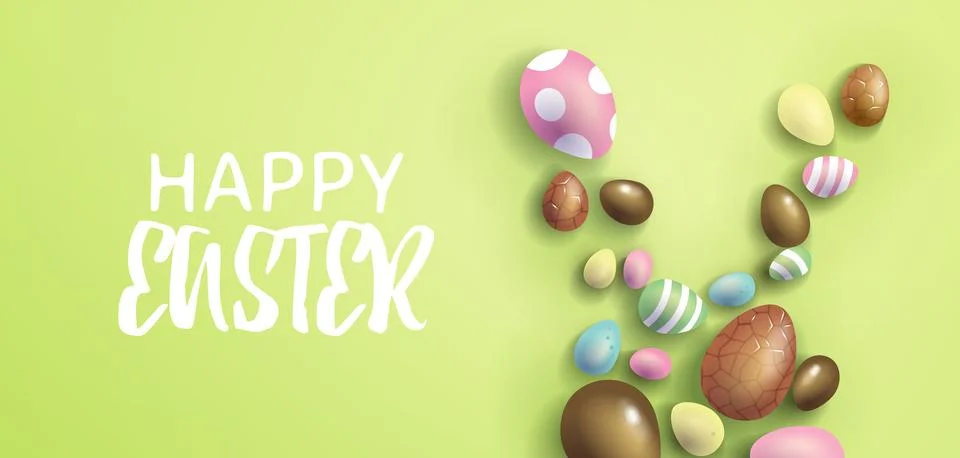 Easter background with chocolate eggs forming a bunny shape Stock Illustration