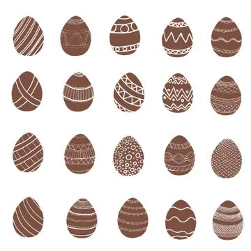Easter background, chocolate eggs with patterns isolated Stock Illustration