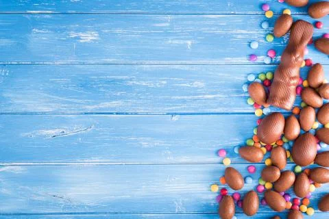 Easter background with chocolate Stock Photos
