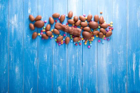 Easter background with chocolate Stock Photos