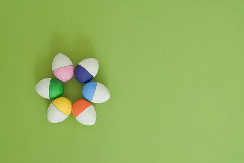 Easter background with colored easter eggs. Stock Photos