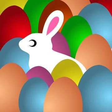 Easter background with colored eggs and rabbit Stock Illustration
