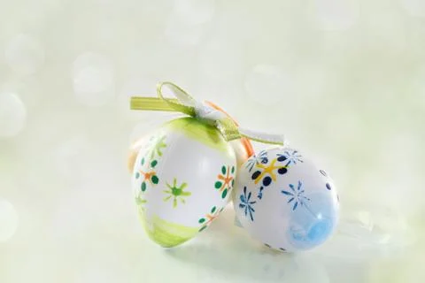 Easter background with colored eggs. Stock Photos