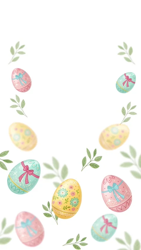 Easter background with colorful Easter eggs on White. Loop Animation Copy space Stock Footage 304272355