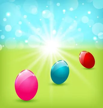 Easter background with colorful eggs 스톡 일러스트