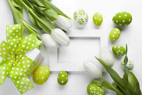 Easter background with colorful eggs Stock Photos