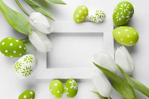 Easter background with colorful eggs Foto stock
