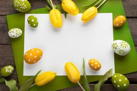 Easter background with colorful eggs Stock Photos