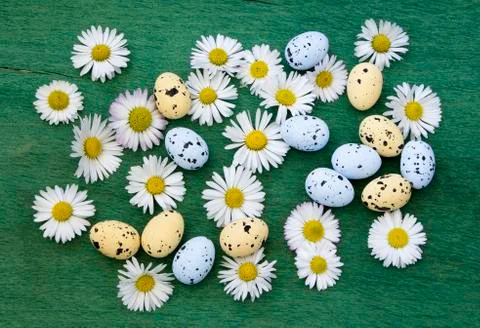 Easter background with colorful eggs Stock Photos