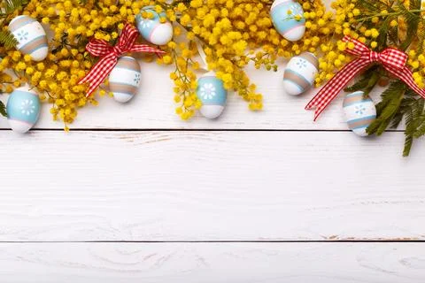 Easter background with colorful eggs Stock Photos