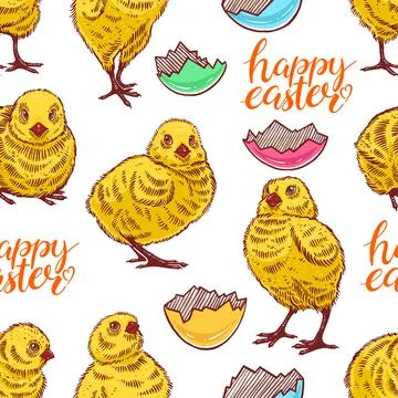 Easter background with cute chicks Stock Illustration
