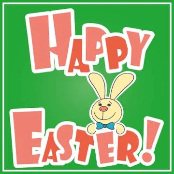 Easter Background with cute rabbit, colorful eggs Illustrazione stock