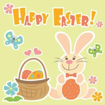 Easter Background with cute rabbit Illustrazione stock