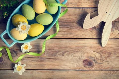 Easter Background with Easter Eggs Stock Photos