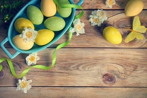 Easter Background with Easter Eggs Stock Photos