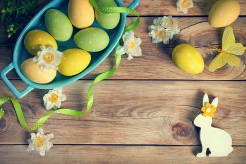 Easter Background with Easter Eggs Stock Photos