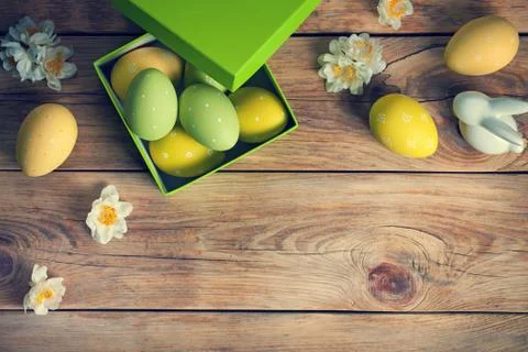 Easter Background with Easter Eggs Stock Photos