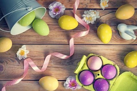 Easter Background with Easter Eggs Stock Photos