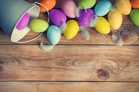 Easter Background with Easter Eggs Stock Photos