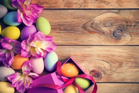 Easter Background with Easter Eggs Stock Photos