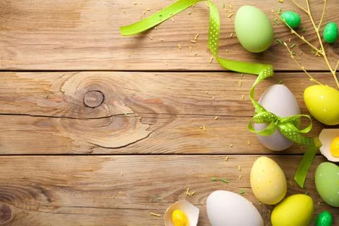 Easter Background with Easter Eggs Stock Photos
