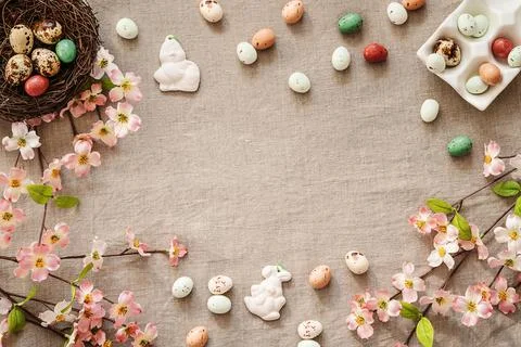 Easter background with Easter eggs. Stock Photos