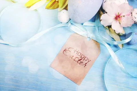 Easter background with Easter eggs Stock Photos