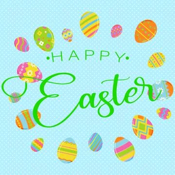 Easter background with Easter eggs. Template greeting card for Easter in flat Stock Illustration