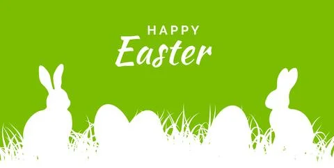 Easter background with eggs and bunnies in grass イラスト素材
