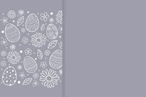 Easter background with eggs and flowers. Vector Stock Illustration