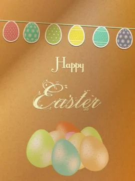 Easter background with eggs on brown paper Stock Illustration