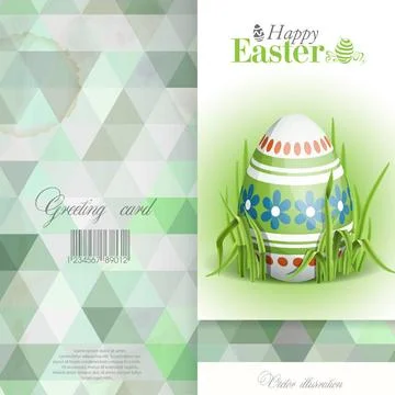 Easter Background With Eggs In Grass. Greeting Card Design, Template. East... Stock Photos
