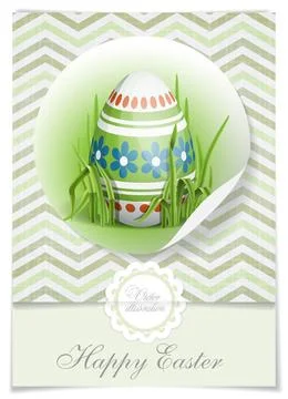 Easter Background With Eggs In Grass. Greeting Card Design, Template. East... Foto stock