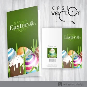 Easter Background With Eggs In Grass. Greeting Card Design, Template. East... Foto stock