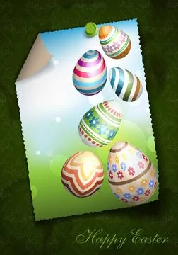 Easter Background With Eggs In Grass. Greeting Card Design, Template. East... Stockfoto's