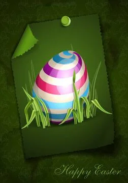 Easter Background With Eggs In Grass. Greeting Card Design, Template. East... 库存照片