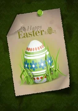 Easter Background With Eggs In Grass. Greeting Card Design, Template. East... Foto stock