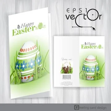 Easter Background With Eggs In Grass. Greeting Card Design, Template. East... Foto stock